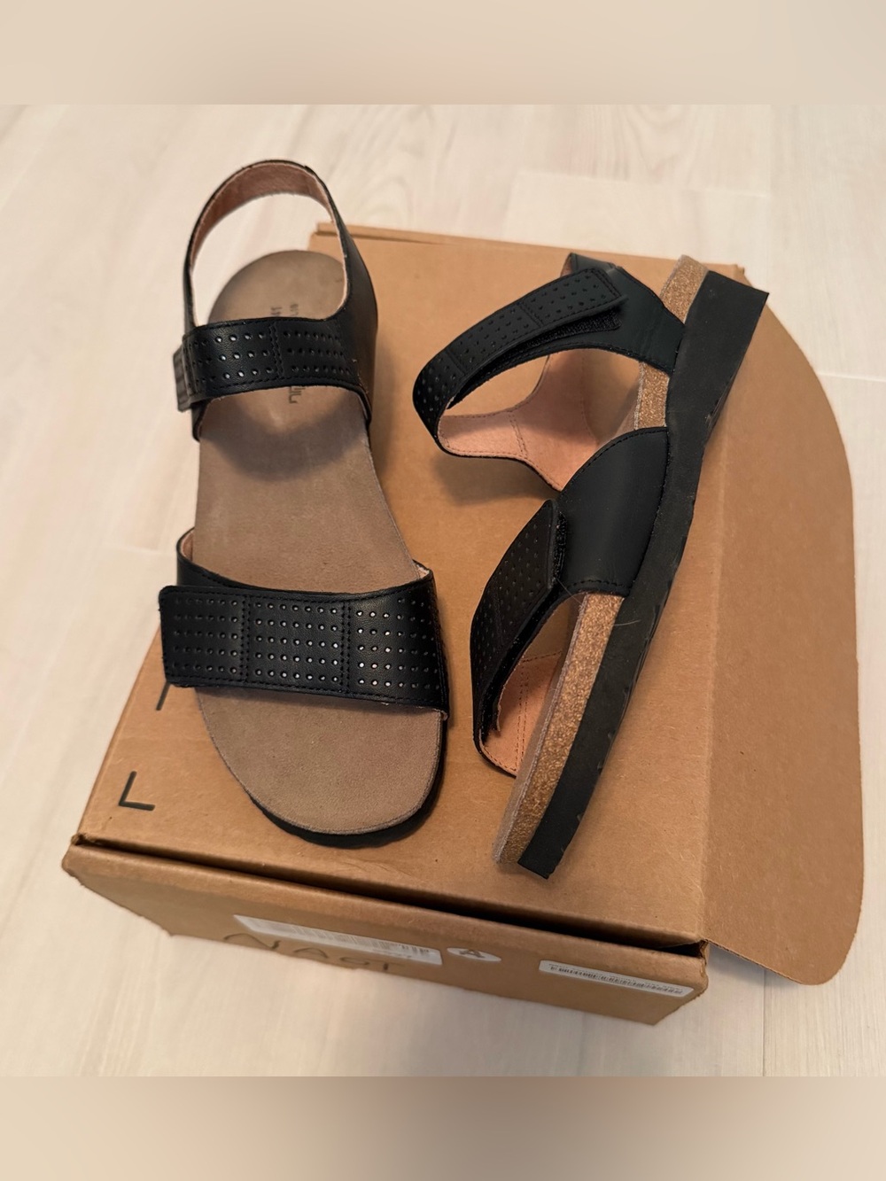 Naot Black Strapped Slingback Sandals